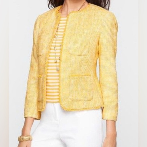 Talbots Women’s Fray Hem Tweed Jacket 14P NWOT - Picture 1 of 8